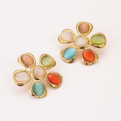 Colorful Opal Flower Earrings