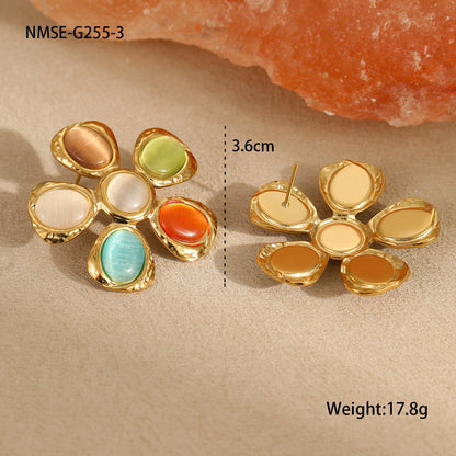 Colorful Opal Flower Earrings