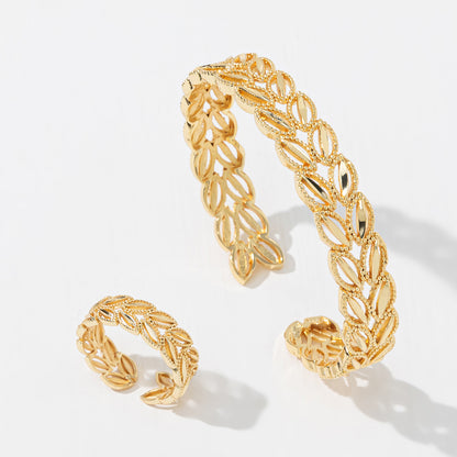 Elegant Gold Wheat Bracelet Set