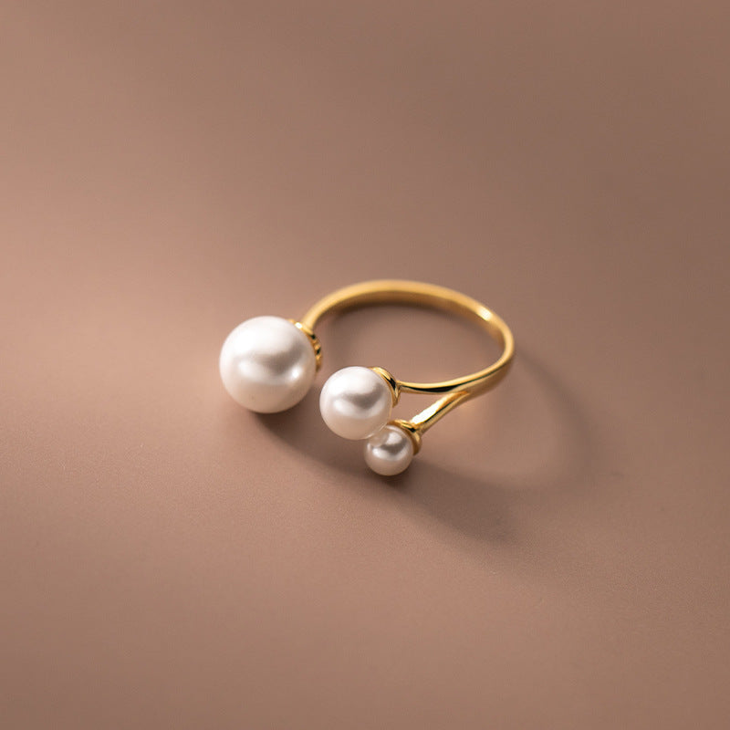 Elegant S925 Silver Pearl Ring