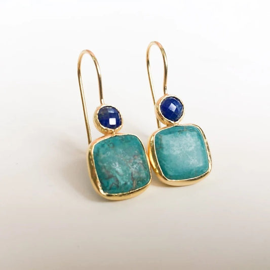 Turquoise Geometric Square Earrings