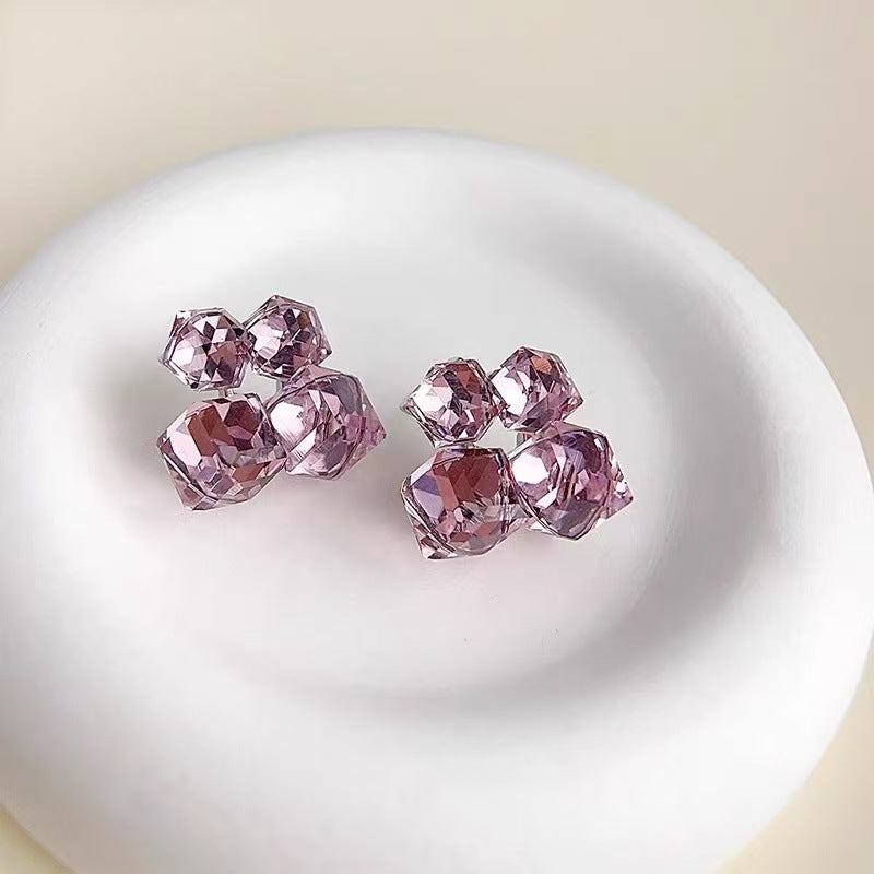 Geometric Crystal Cube Earrings