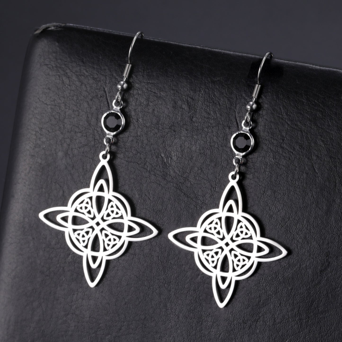 Black Crystal Knot Earrings