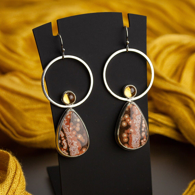 Retro Geometric Enamel Earrings