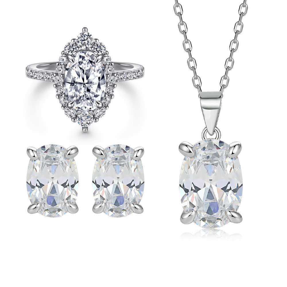 Elegant Oval Gem Necklace Set