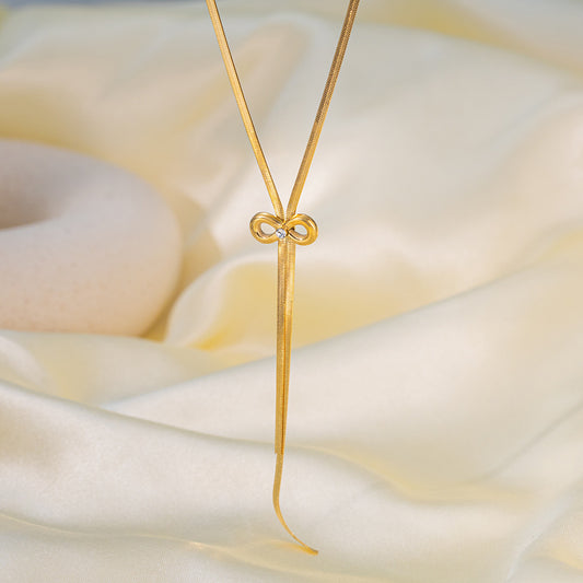 Stainless Steel Bow Necklace Set