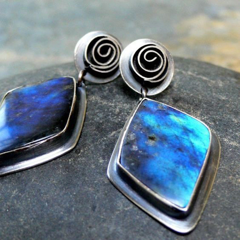 Retro Geometric Enamel Earrings
