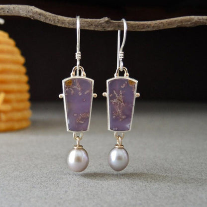 Retro Geometric Enamel Earrings