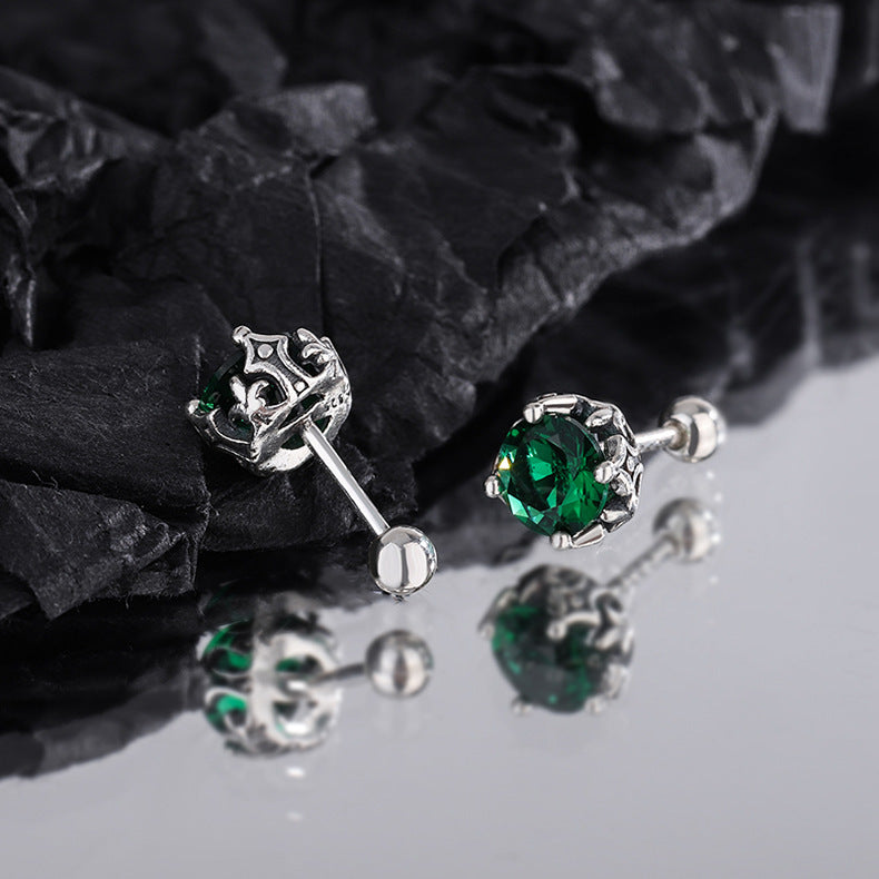 Emerald Zircon Silver Earrings