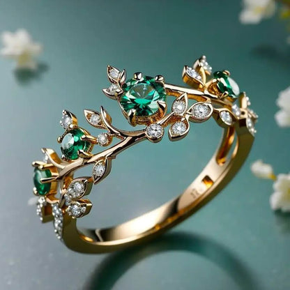 Geometric Gold Zircon Luxury Ring