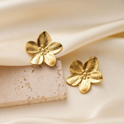 Non-Fading Titanium Flower Earrings