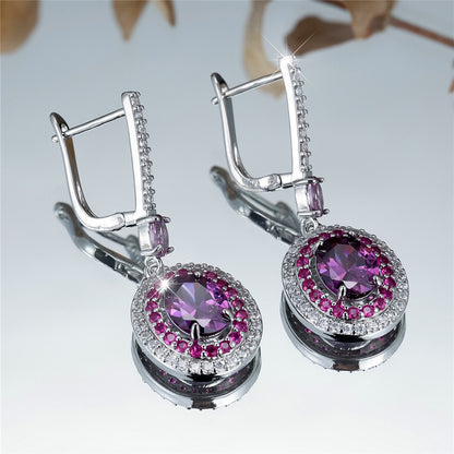 Egg-shaped Diamond Gem Earrings