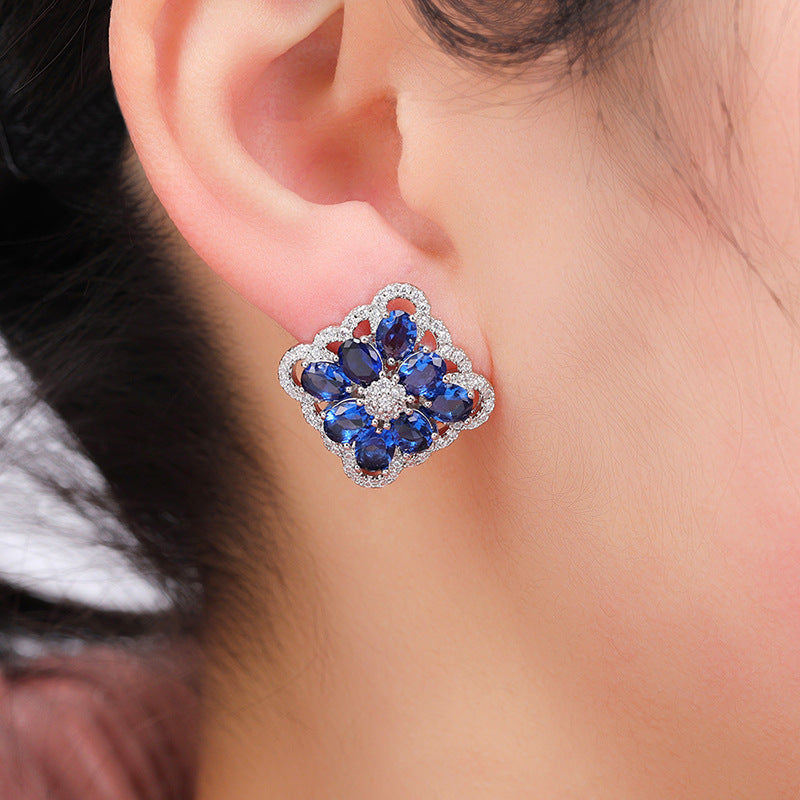 Elegant Blue Flower Earrings