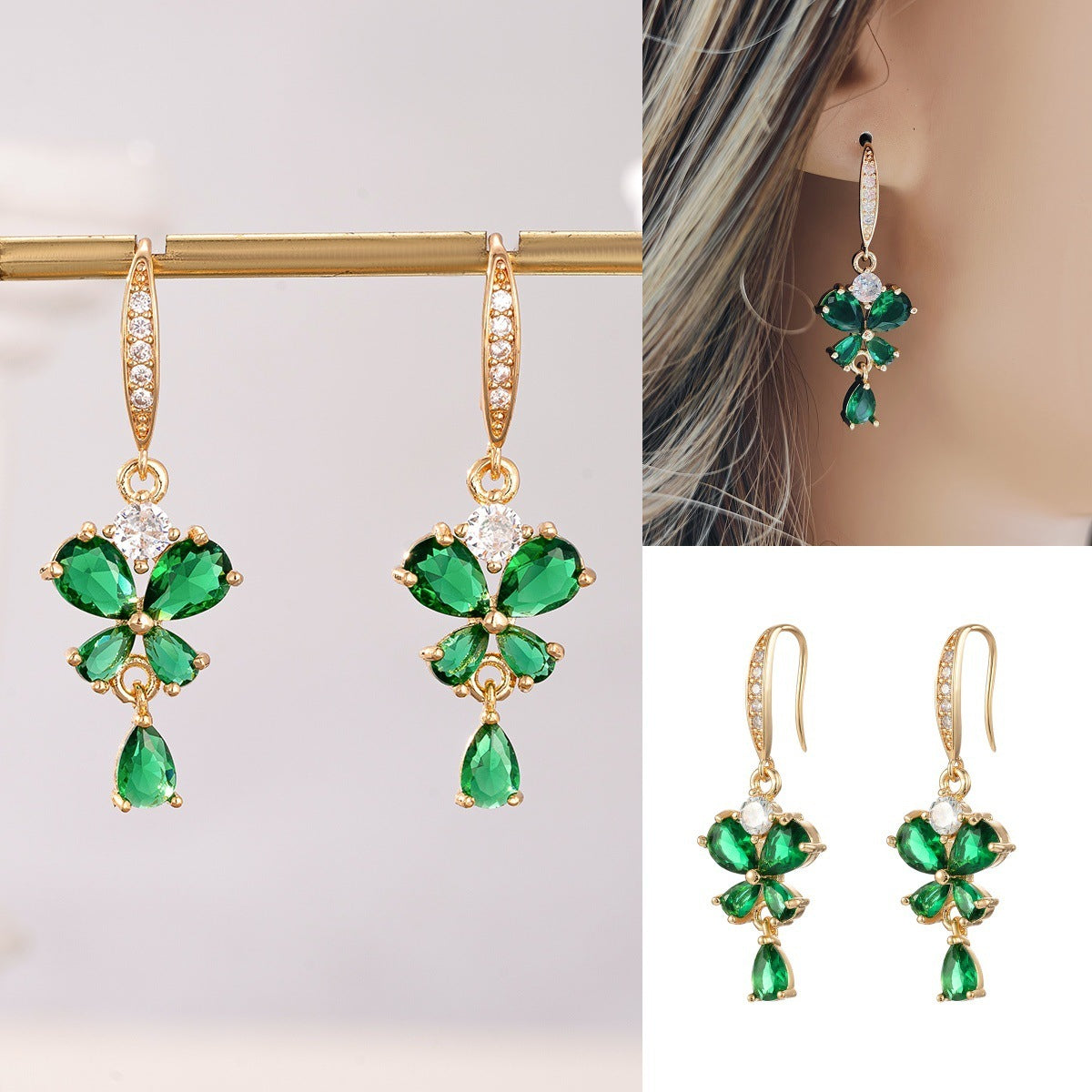 Elegant Green Butterfly Earrings