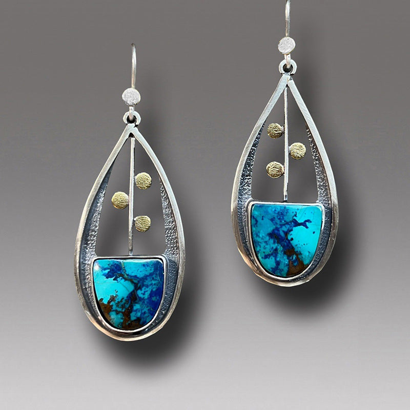 Retro Geometric Enamel Earrings
