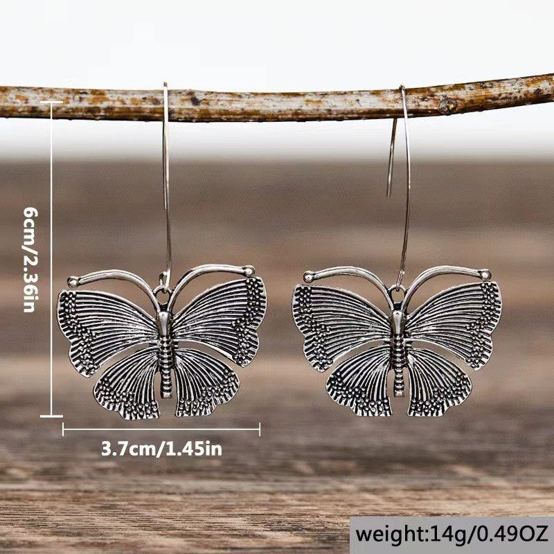 Retro Butterfly Pendant Earrings