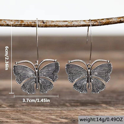 Retro Butterfly Pendant Earrings