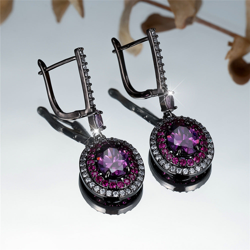 Egg-shaped Diamond Gem Earrings