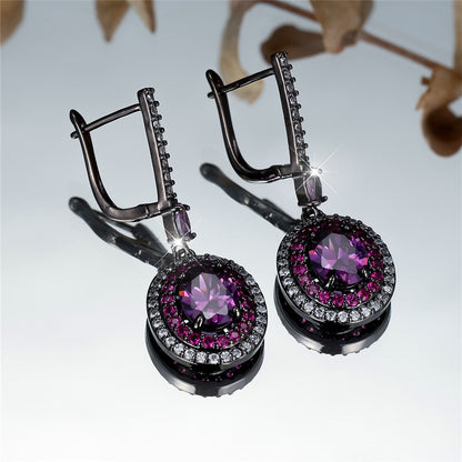 Egg-shaped Diamond Gem Earrings