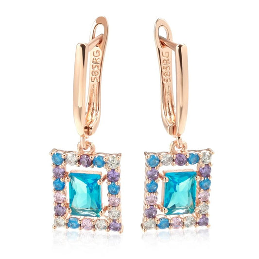 Rose Gold Zircon Geometric Earrings