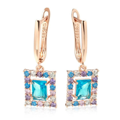 Rose Gold Zircon Geometric Earrings
