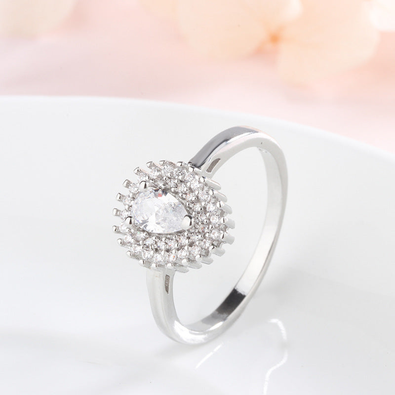 Elegant Silver Diamond Drip Ring