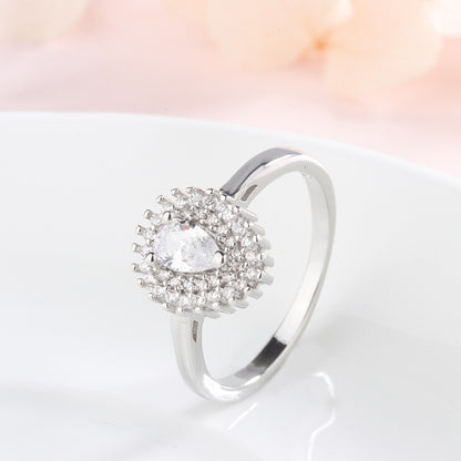 Elegant Silver Diamond Drip Ring