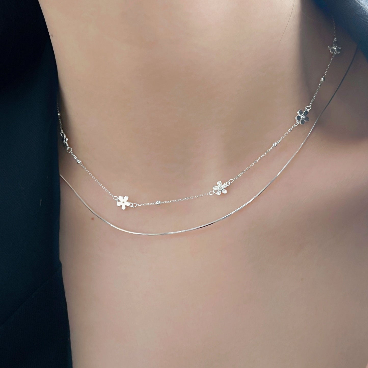 Sterling Silver Flower Necklace
