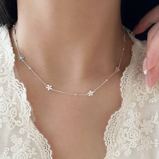 Sterling Silver Flower Necklace
