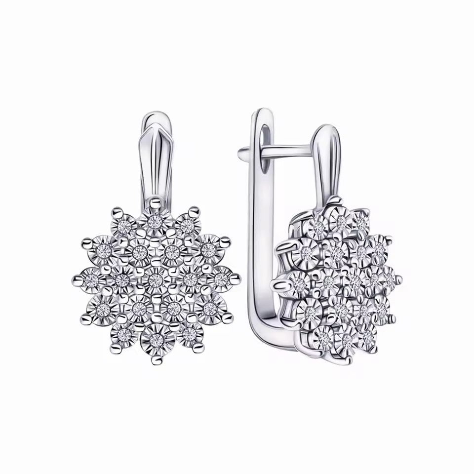 French Flower Zircon Earrings