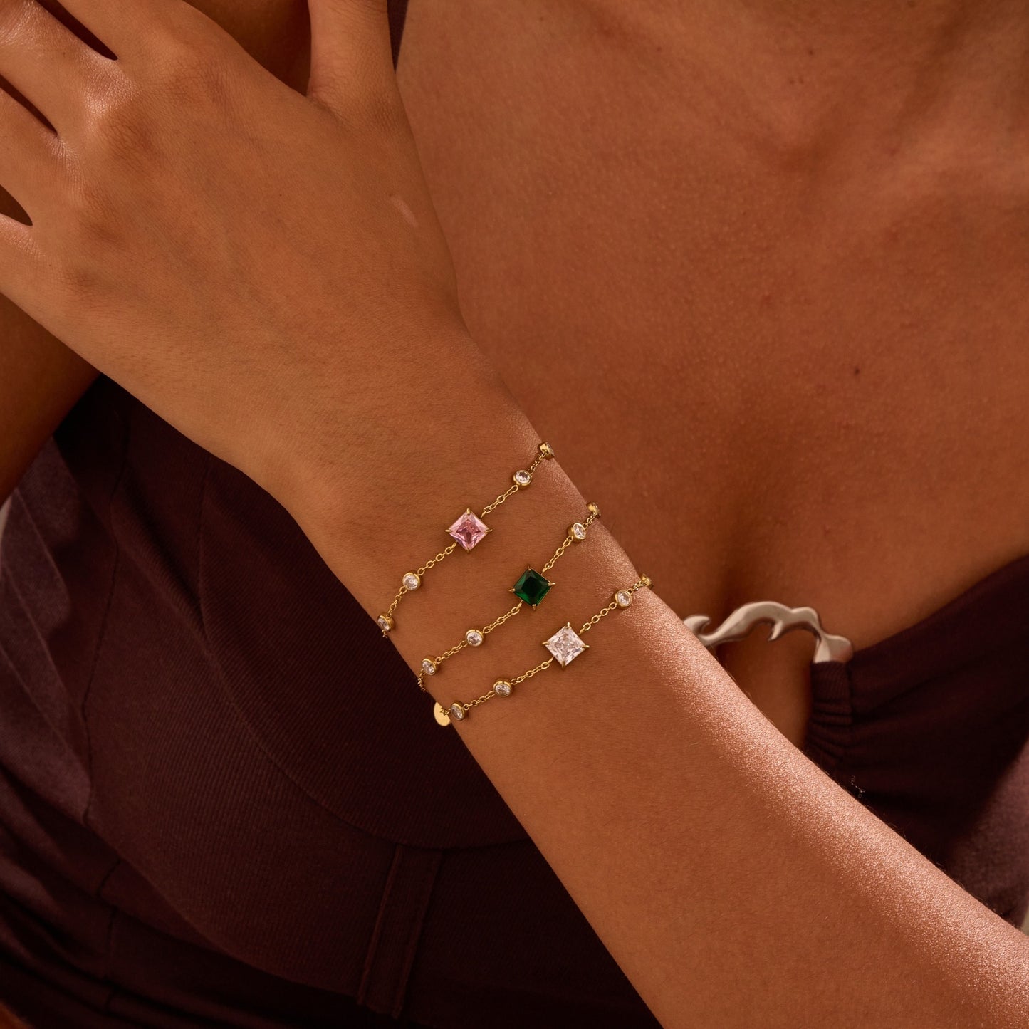 Elegant Zircon Titanium Steel Bracelet