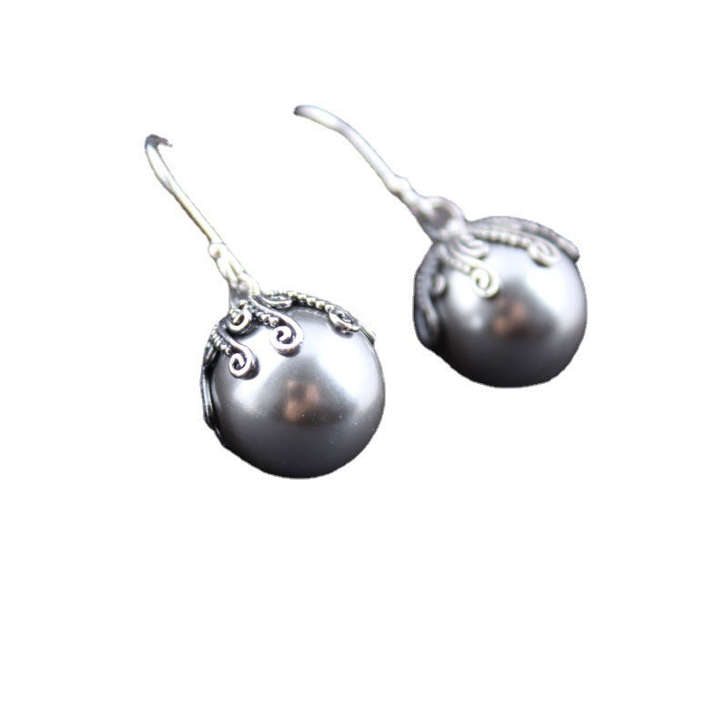 Retro Ethnic Shell Pearl Earrings