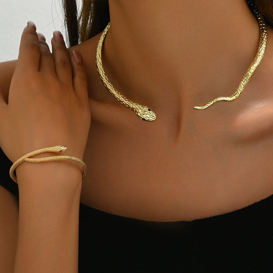 Elegant Snake Necklace Bracelet Set