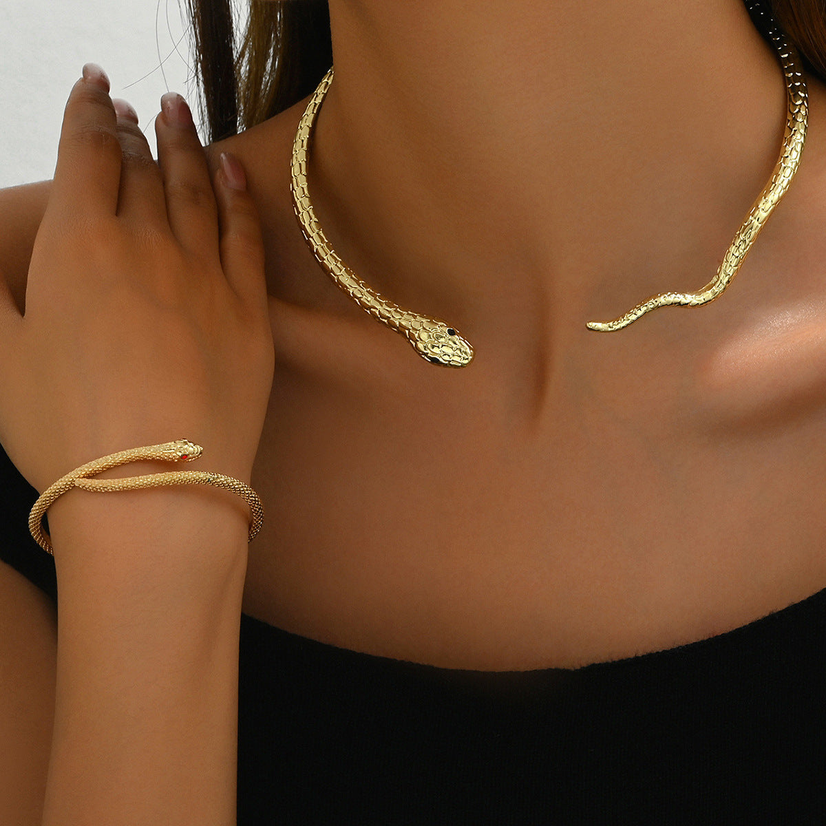 Elegant Snake Necklace Bracelet Set