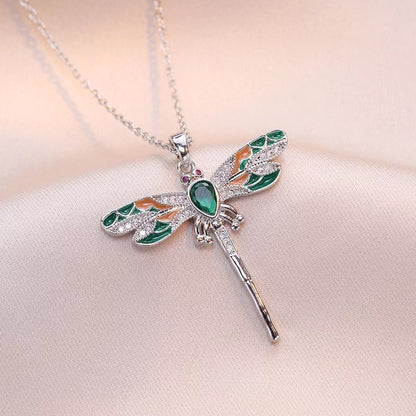 Colorful Dragonfly Pendant Necklace