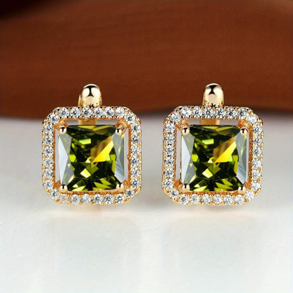 Platinum Diamond Square Stud Earrings