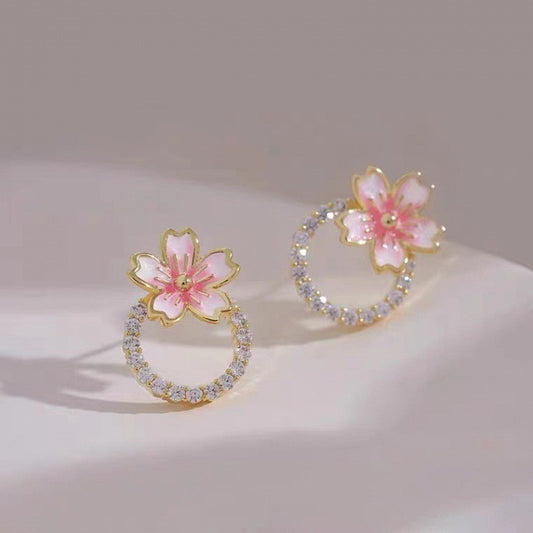 Sakura Hoop Retro Earrings