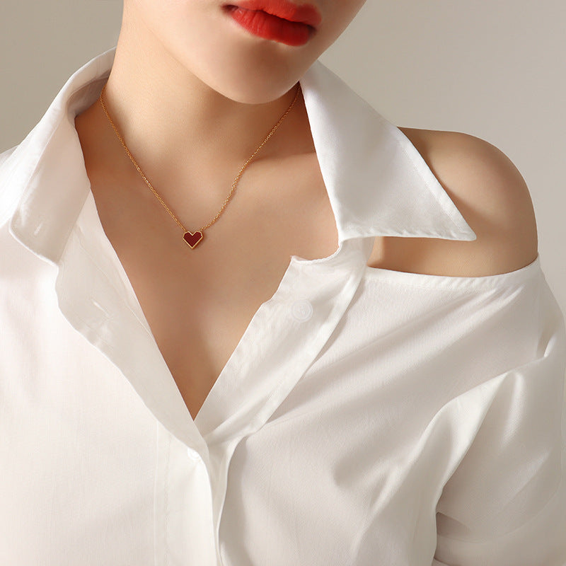 Red Peach Heart Necklace