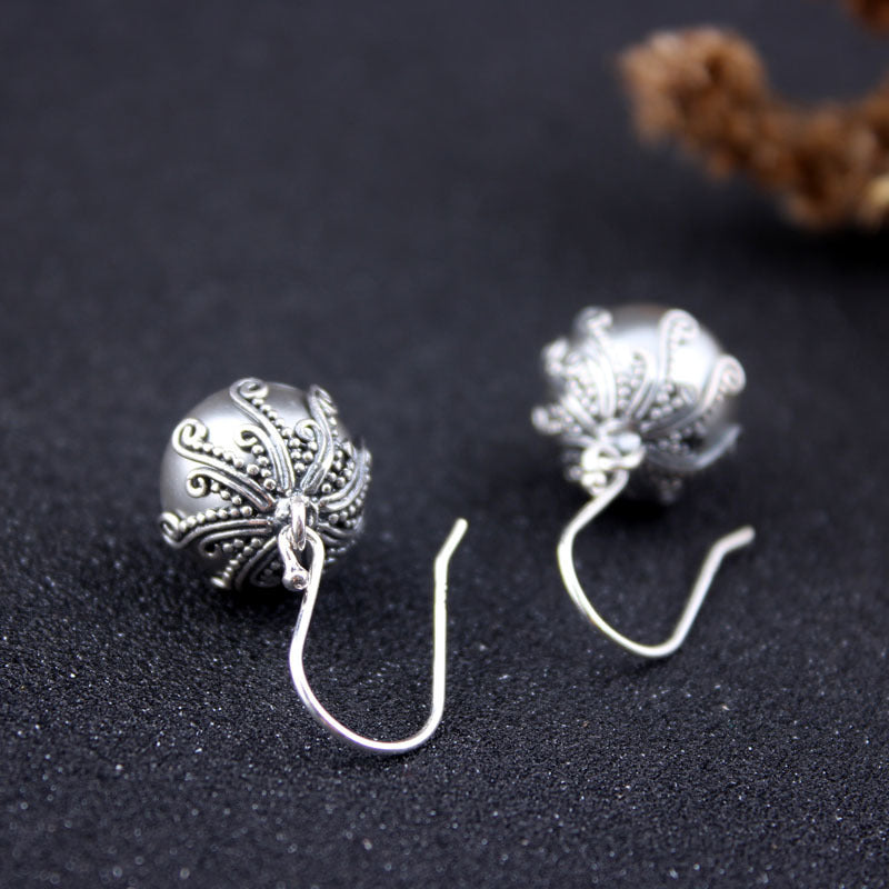 Retro Ethnic Shell Pearl Earrings