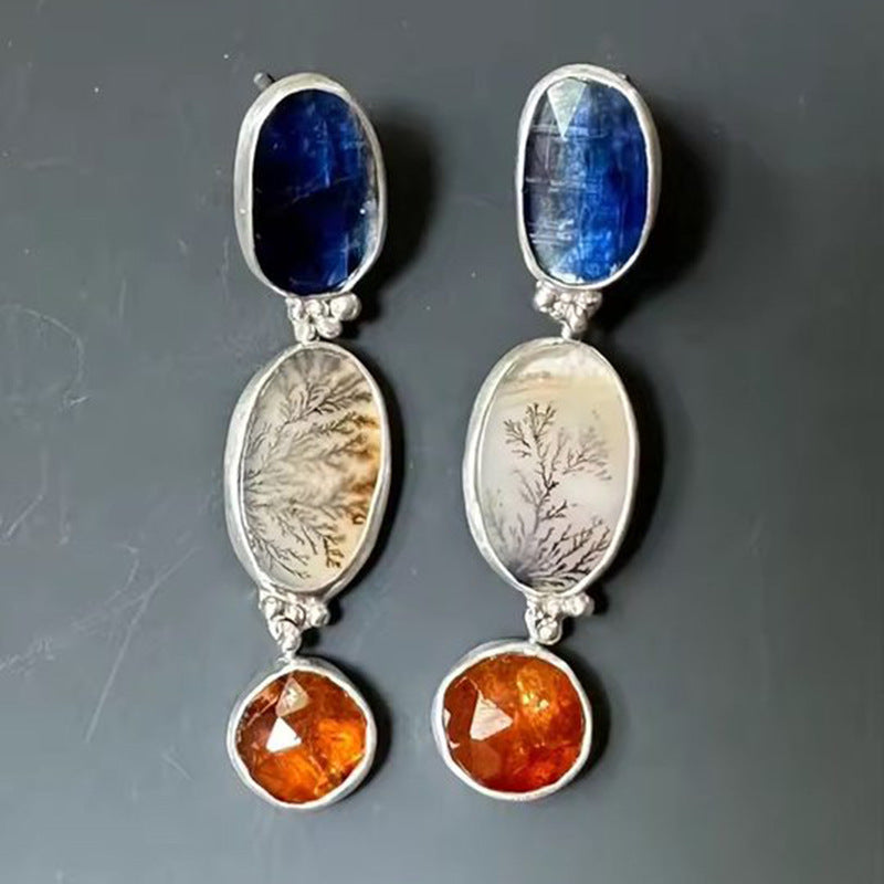 Retro Geometric Enamel Earrings