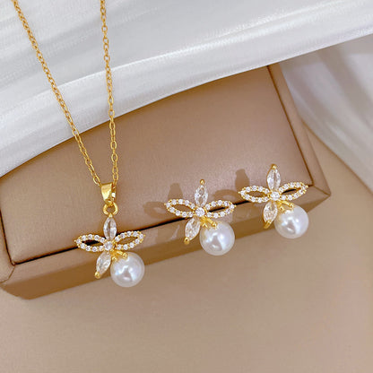 Titanium Steel Diamond Jewelry Set