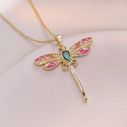 Colorful Dragonfly Pendant Necklace