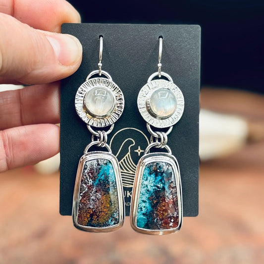 Retro Geometric Enamel Earrings