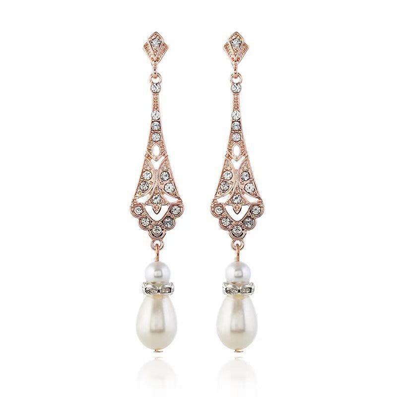 Alloy Silver Pearl Drop Earrings
