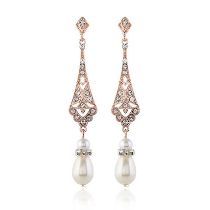 Alloy Silver Pearl Drop Earrings
