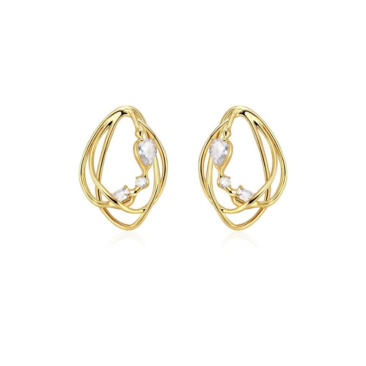 Metallic Geometric Statement Earrings