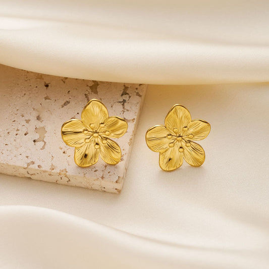 Non-Fading Titanium Flower Earrings