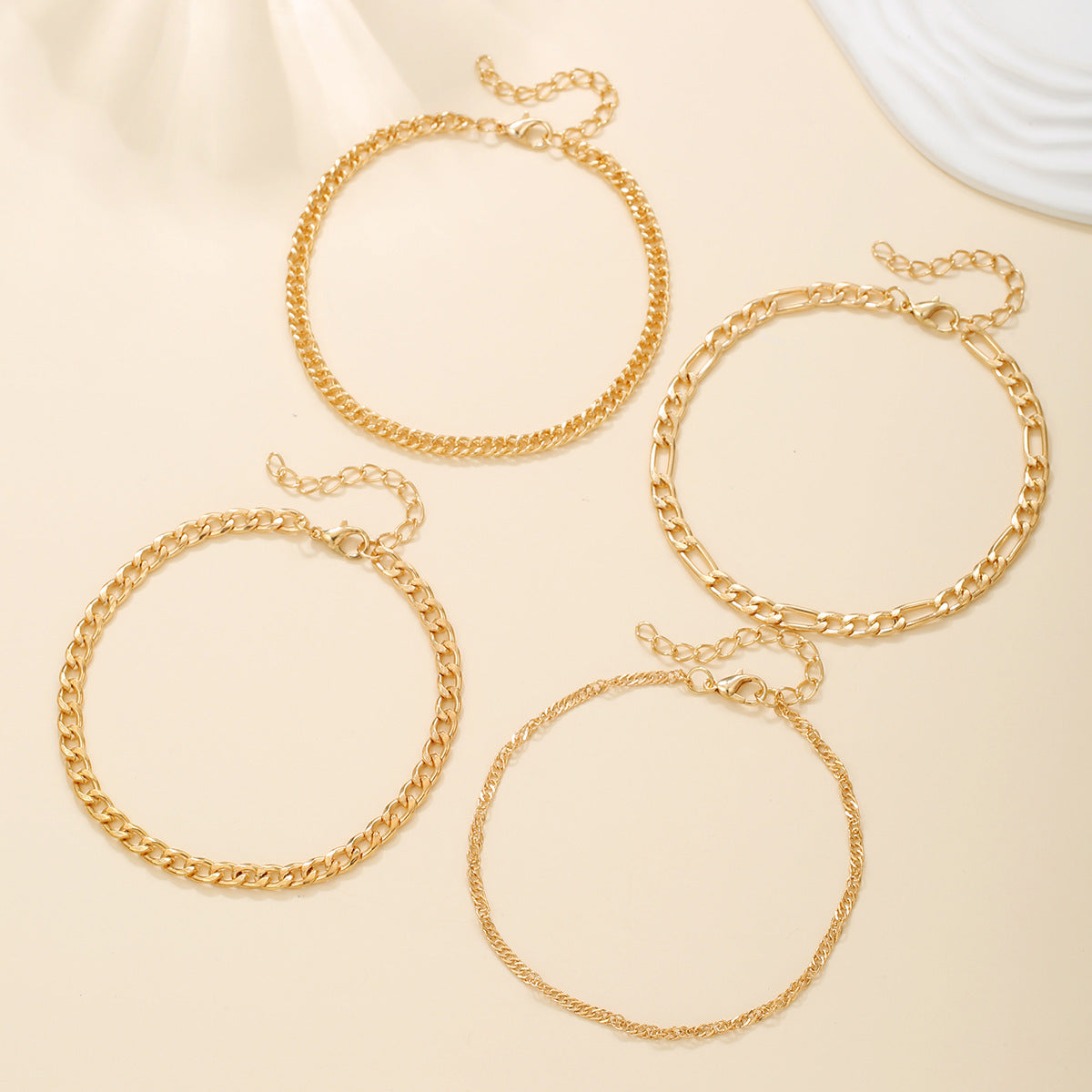 Retro Snake Chain Anklet Set