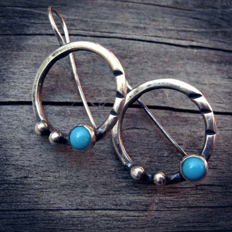 Vintage Turquoise Silver Earrings