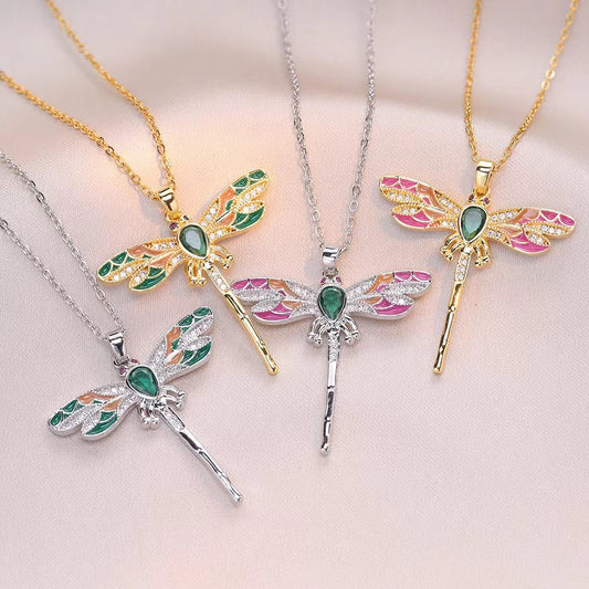 Colorful Dragonfly Pendant Necklace